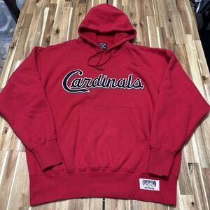 St Louis Cardinals Hoodie Mens 2XL Red Majestic Cooperstown Collection Retro